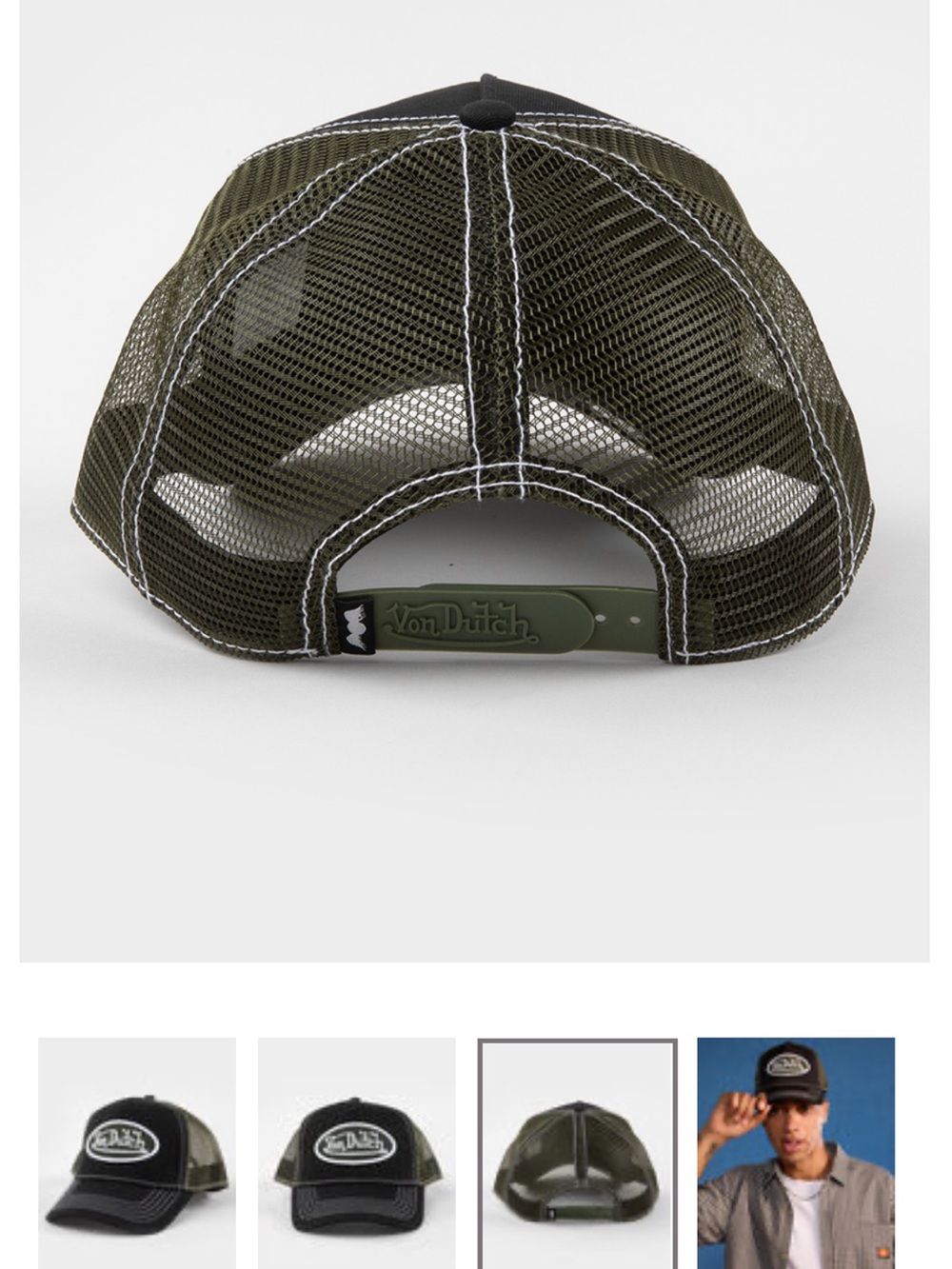 Von Dutch staple trucker hat cap unisex green black stitching - Picture 2 of 2